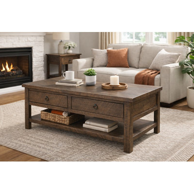 Table basse avec rangement en bois massif Bloomingdale