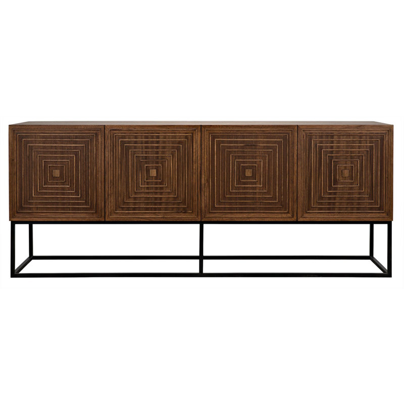 Lanon Elegance 80'' Dark Walnut Sideboard with Metal Accents