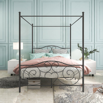 Structure de lit avec tête et pied de lit de style rétro, assemblage facile à faire soi-même Toutes les pièces sont incluses