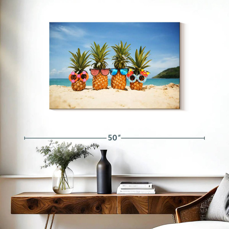 Yarlin Summer Beach Pineapples, 24" H x 36" W