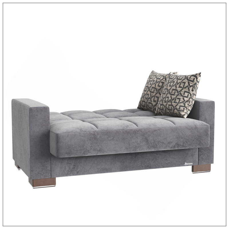 Causeuse convertible rembourrée avec rangement, microfibre grise, Tissu gris