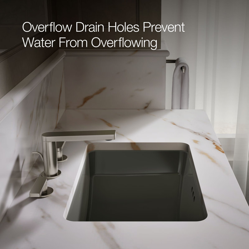 Ladena® Finish Vitreous China Rectangular Undermount Bathroom Sink with Overflow, Thunder Gray
