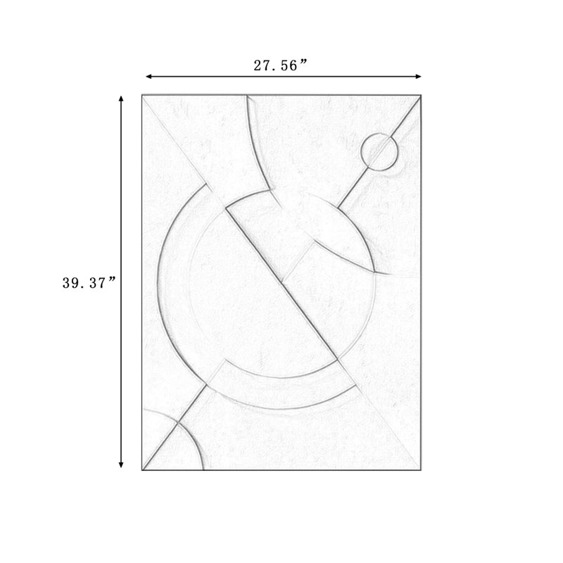 Art mural Mid-Century moderne en toile pour salon, H 39,37 po x l 27,56 po, Blanc