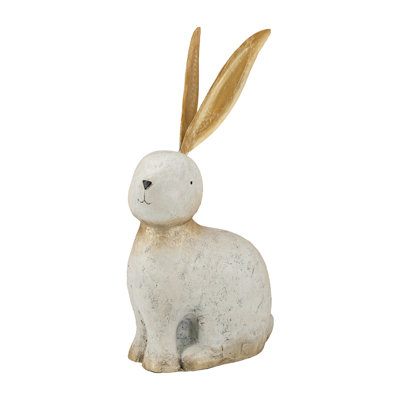 Figurine de lapin blanc en magnésium avec oreilles en fer doré