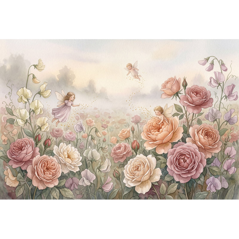 Décoration murale fée rose, 100 po x 96 po, Non tissé