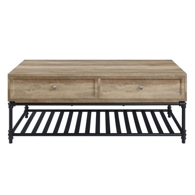 Gleaming Coffee Table With Oak & Sandy Gray Decoration 110 Lb Package Weight