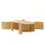 Table basse ovale cannelée avec 1 tablette et 2 portes de rangement ouvertes pour le salon-129223245