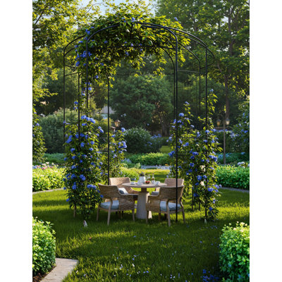 Arche de jardin de 8,8 pi en forme de cage à oiseaux, pavillon de pergola pour plantes grimpantes d'extérieur, arches de mariage en métal pour la fête, tonnelle de jardin en métal pour patio, cour arrière