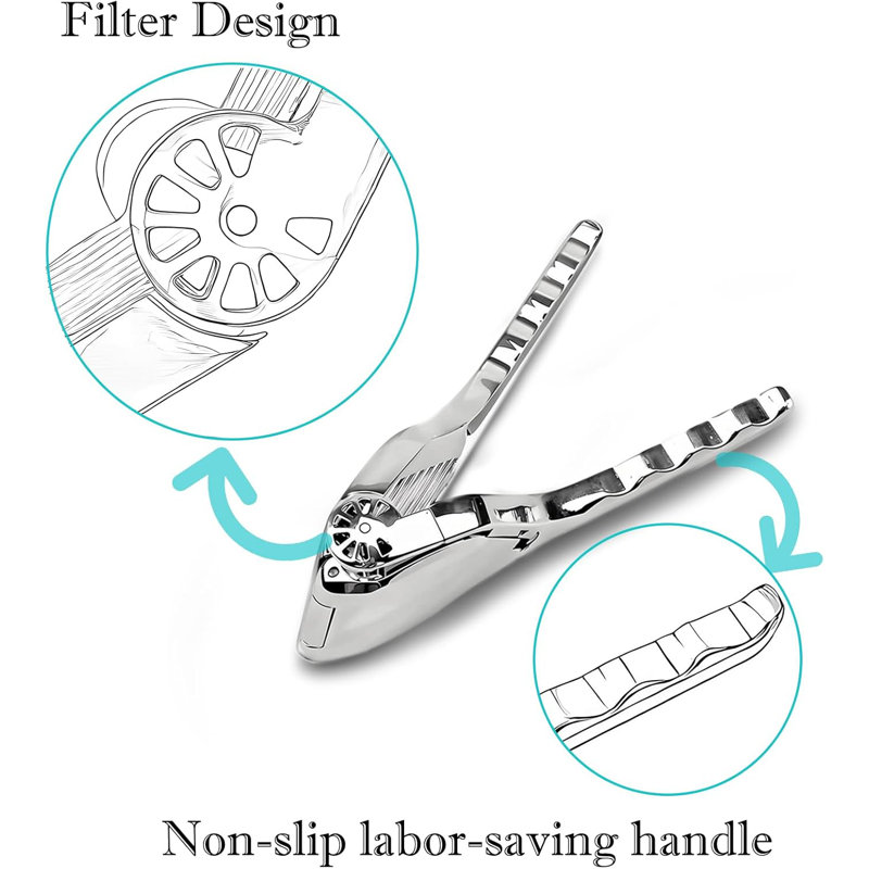 Heavy-Duty Stainless Steel Lemon Squeezer, Max-Extraction Manual Citrus Juicer, Fold-Flat Easy-Squeeze Handheld Extractor