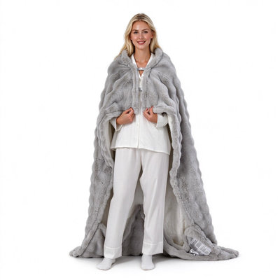 Couverture chauffante avec manchons et repose-pieds, 50 po x 72 po, 10 réglages de chaleur, Sherpa doux