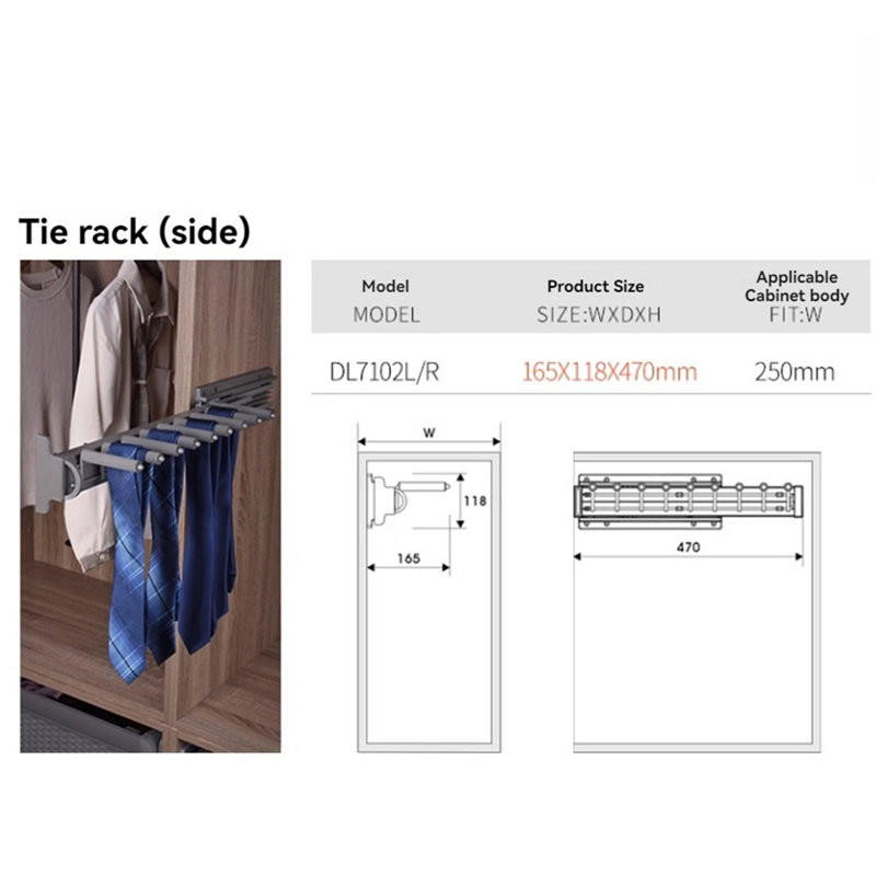 Tiemaster Single-Row Side-Mounted Tie Rack