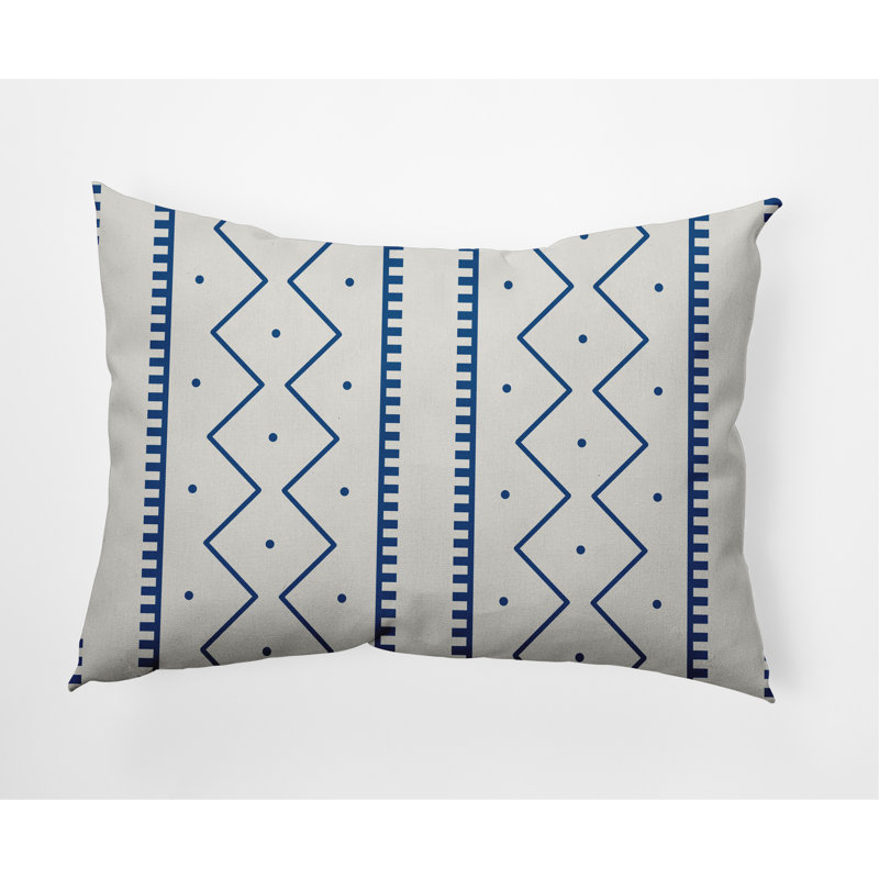 Coussin décoratif lombaire Mudcloth, Bleu cobalt foncé