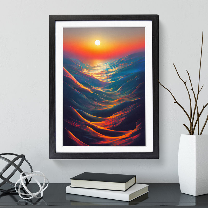 Striking Sunset - Single Picture Frame Print, Black, 64cm H x 46cm W x 2cm D