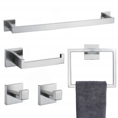 Ensemble d'accessoires de salle de bain 5 pièces, accessoires de salle de bain, fixation murale, acier inoxydable