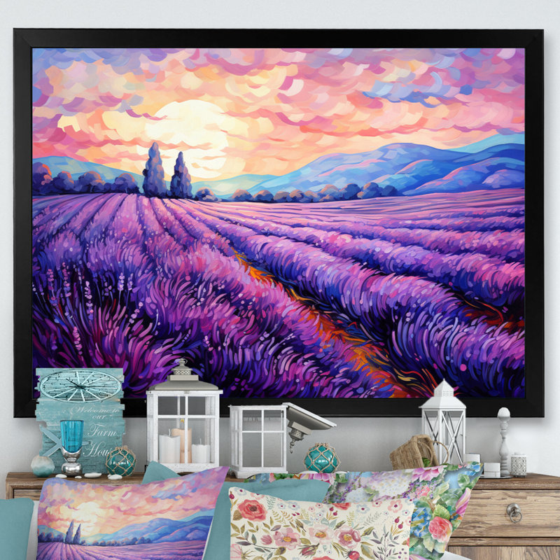 Vangogh Lavender Fields II - Vangogh, art mural sur toile par Vincent Van Gogh, peinture, H 24 po x l 32 po x P 1 po