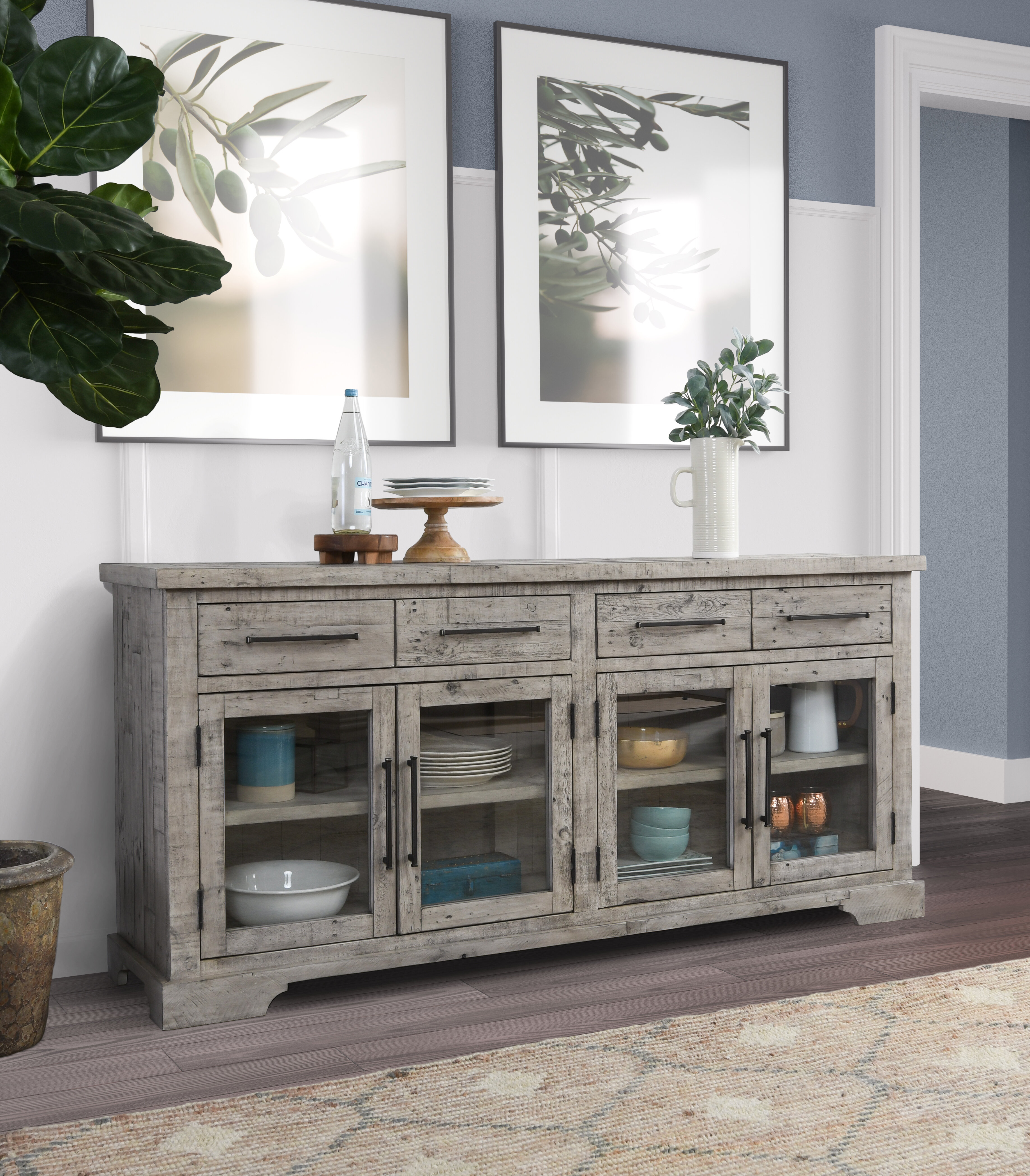 Kelly Clarkson Home Anita 74'' Wide 4 Drawer Pine Solid Wood Sideboard ...