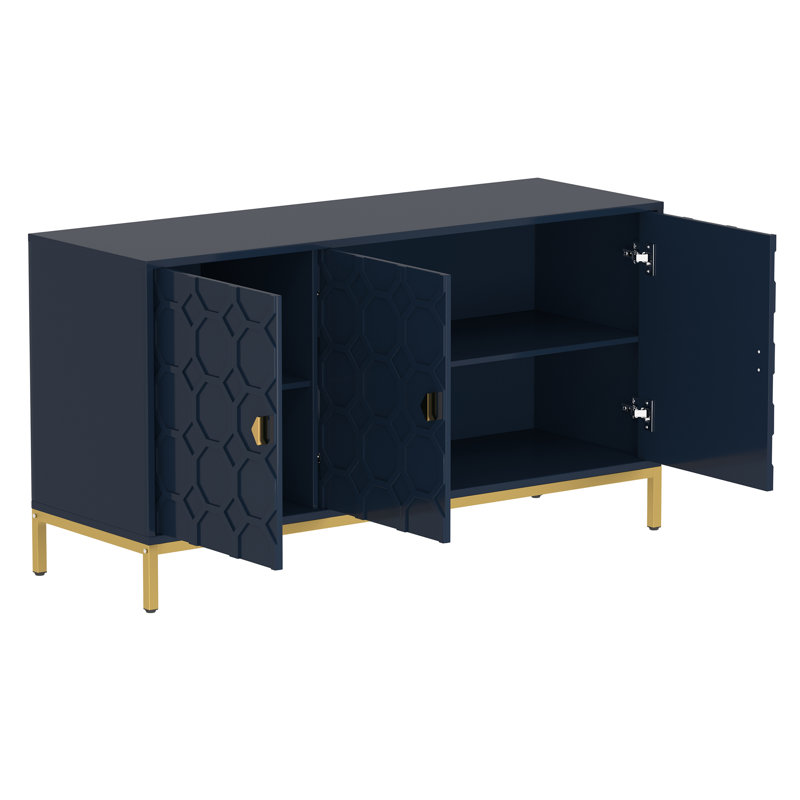 Bailes High Gloss 3 - Door Accent Cabinet, Blue