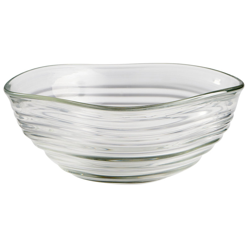 Wavelet Glass Decorative Bowl, 5.25" H x 11.25" W x 11.5" D