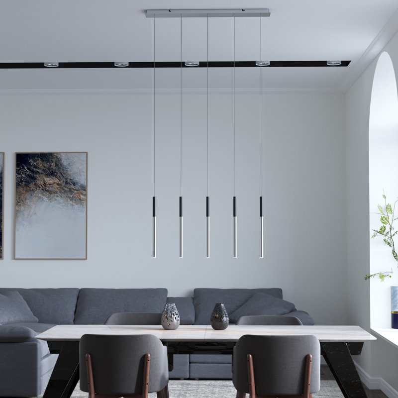 Baileyton 5 - Light Kitchen Island Pendant, Black Top/Brushed Nickel