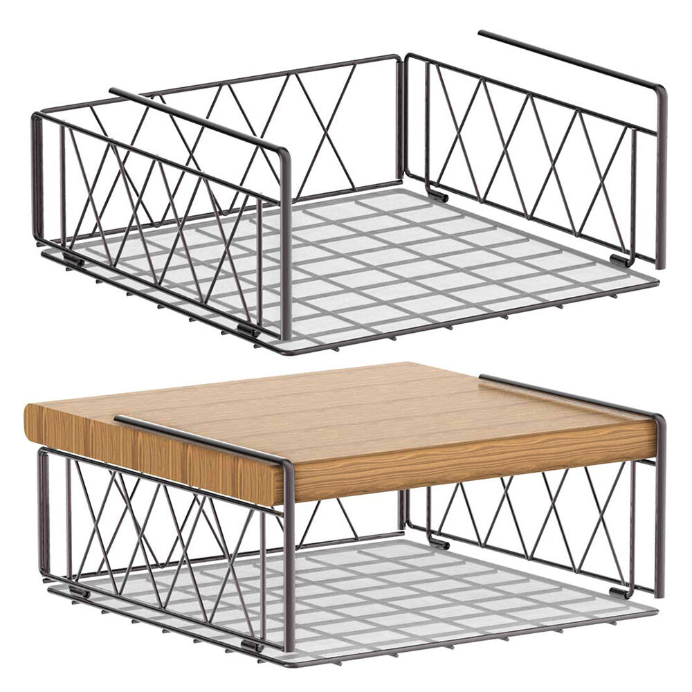 Undershelf Storage Basket Under Shelf Wire Basket Household, 2 PCS