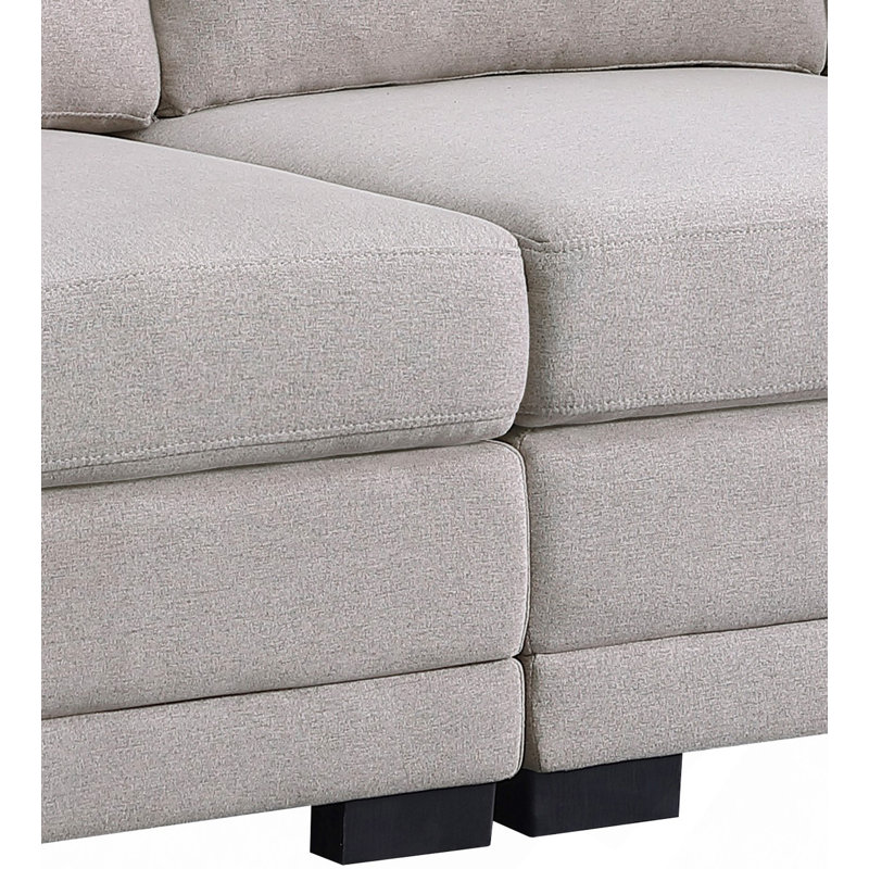 Canapé modulaire, canapé modulaire réversible en tissu de lin gris clair de 121,5 po avec 2 repose-pieds