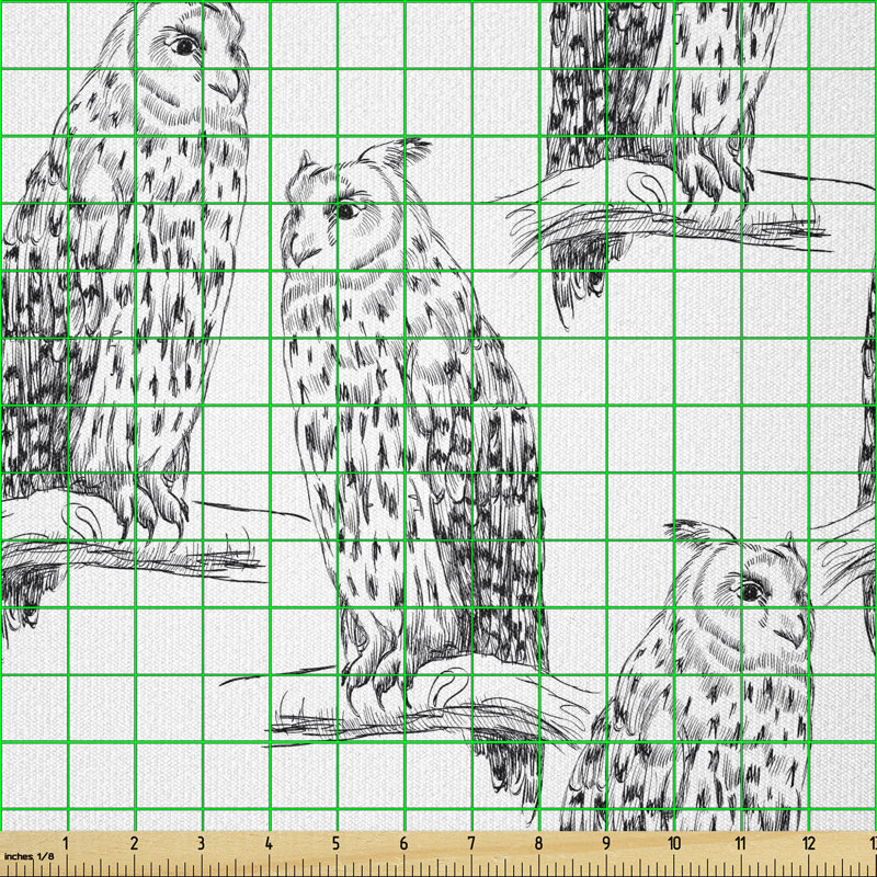 Deitric Sketch of Bird on Branch Multi-Purpose Fabric