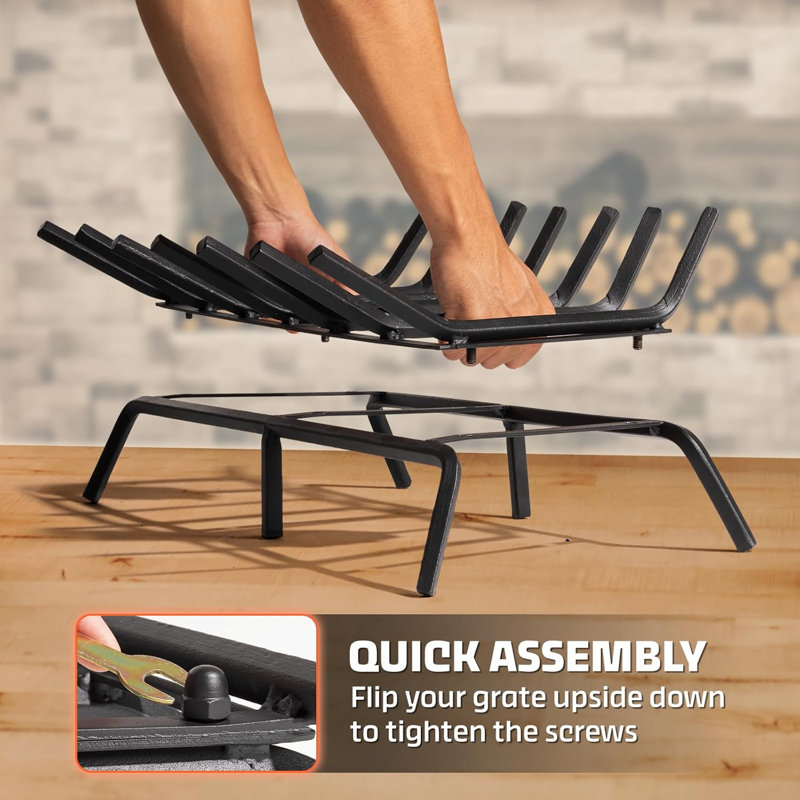 Rectangular Grate Log Grate Semi Assemble, 8" H x 15" W x 30" D
