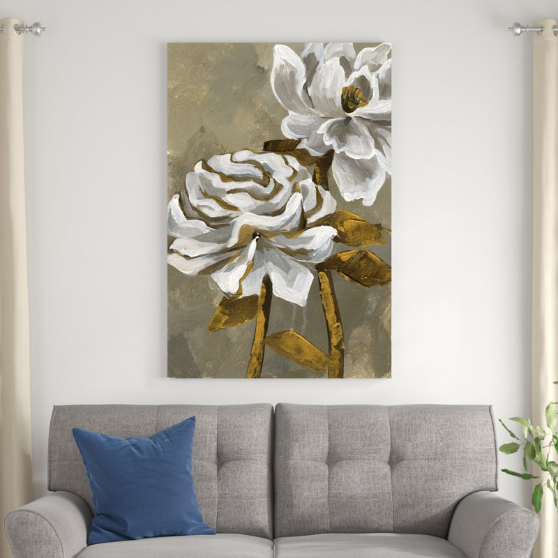 Floral peint à la rose, H 48 po x l 32 po