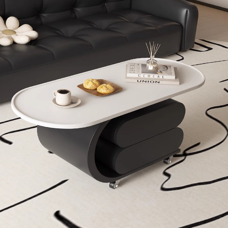 Table basse légère et portable, H 19,7 po x L 35,4 po x l 17,7 po, Blanc, Black