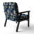 Cobalt Blue Scrollwork Swirls Victorian Pattern - Upholstered Farmhouse Arm Chair, Blue Accent Chair