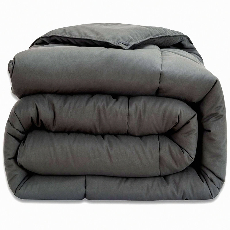 Breathable Diamond Stitch Dark Gray Twin Comforter - Fluffy Down Alternative Duvet Insert with Corner Tabs - Soft Machine Washable Comforter Twin Size