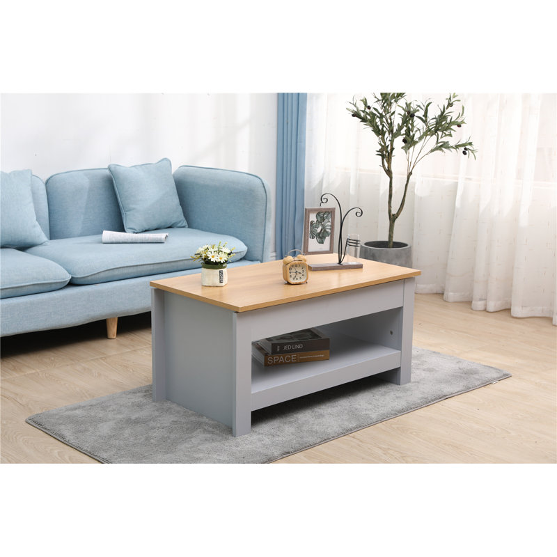 Gerli Sled Coffee Table with Storage, Oak/Grey
