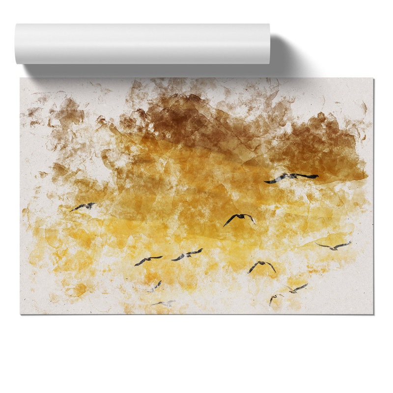 Flying Seagulls at Sunset Watercolour - Frameless Print, 30cm H x 42cm W x 0.1cm D