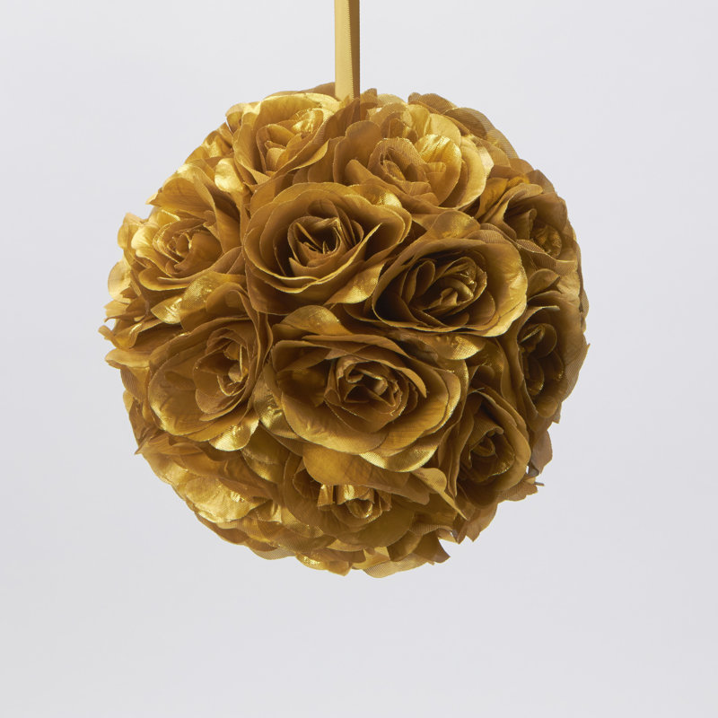 Pièce maîtresse en soie 10 roses pomander baiser, Or