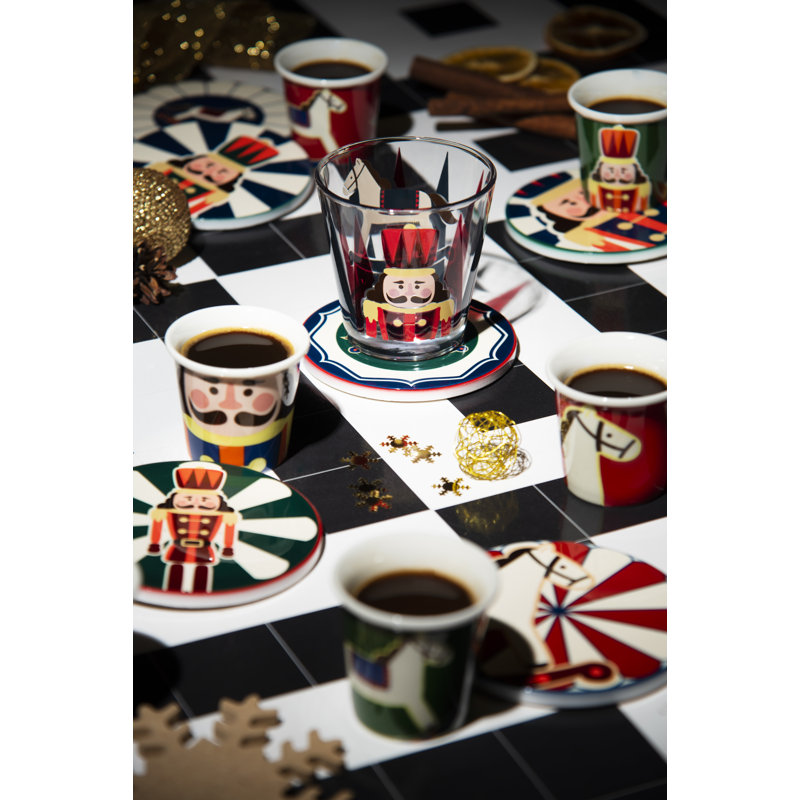 Vintage Christmas 6 Piece Bone China Espresso Cup