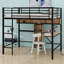 Lit mezzanine avec bureau en L et tablettes