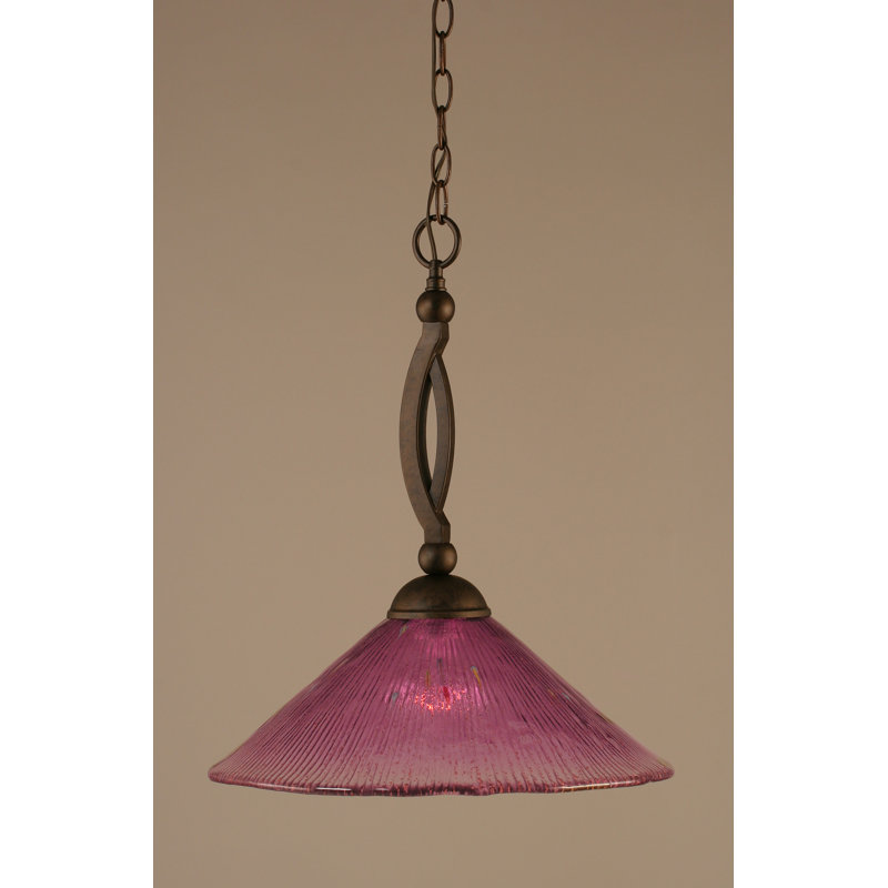 Bow Chain Hung Pendant Glass, Onyx, 19.5", Italian Bubble