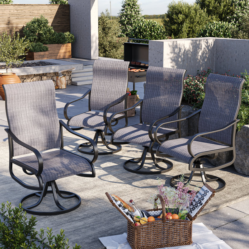 Angeli Patio Swivel Dining Armchairs, Dark Gray