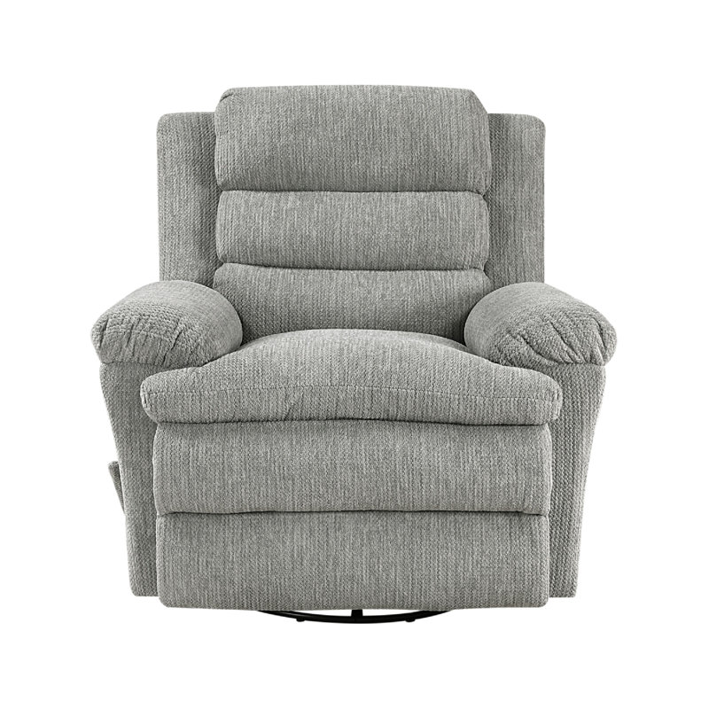 Fauteuil inclinable manuel Oxy, accoudoirs en mousse et microfibre grise, Gris