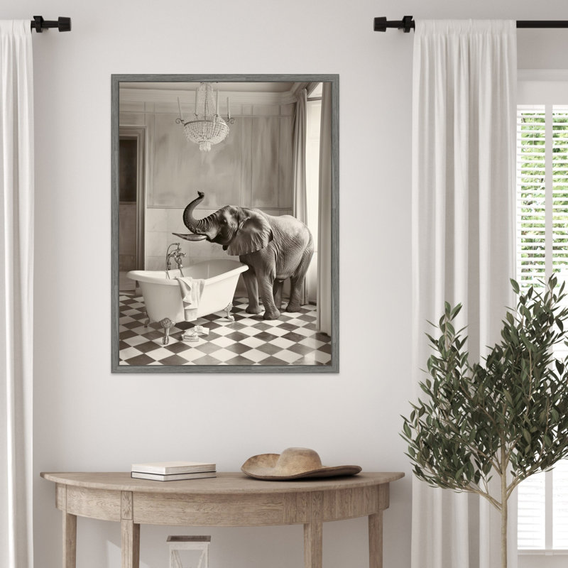 «Luxury Lady Elephant» par Hostetter, reproduction d'art sur toile encadrée, H 30 po x l 23 po