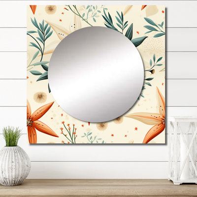 Étoile de mer côtière, motif de promenade beige I - grand miroir carré abstrait pour décoration murale