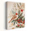 Winter Cardinal Holly Contemporary Bird Nature Winter Wall Art Print 1 Piece Wrapped Canvas Wall Art-1597019492