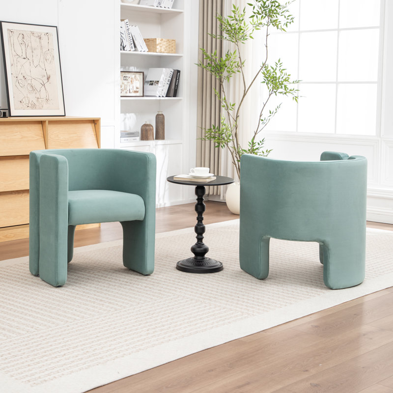 Jaimyn Upholstered Barrel Chair, Blue Velvet