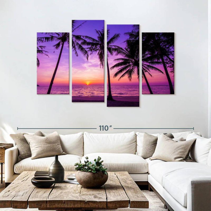 Gillard, mauve, rose, coucher de soleil, H 54 po x l 84 po