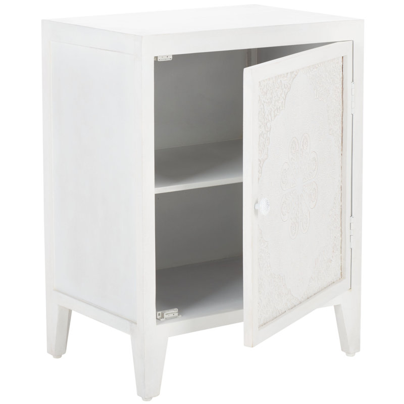 Table de chevet grise Thielle, Blanc délavé