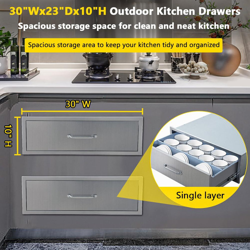 Outdoor Kitchen Drawer 30" W X 10" H X 23" D