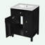 Meuble-lavabo de salle de bain avec lavabo en céramique et deux supports de rangement sur la porte-1055984288