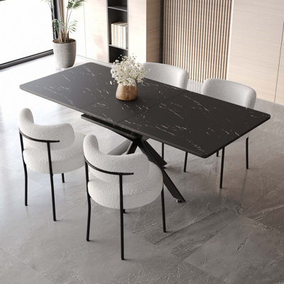 Ensemble de table de salle à manger 62,4 "à rallonge 78,15" pour 4 à 8 personnes