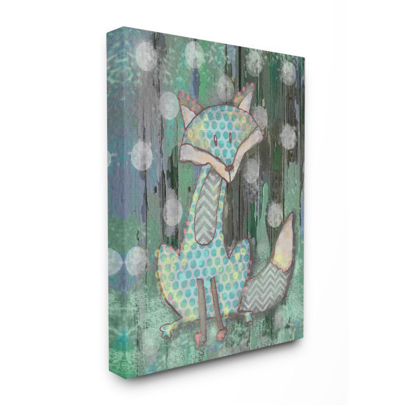 Renard à pois Woodland, Toile tendue, L 16 po x H 20 po