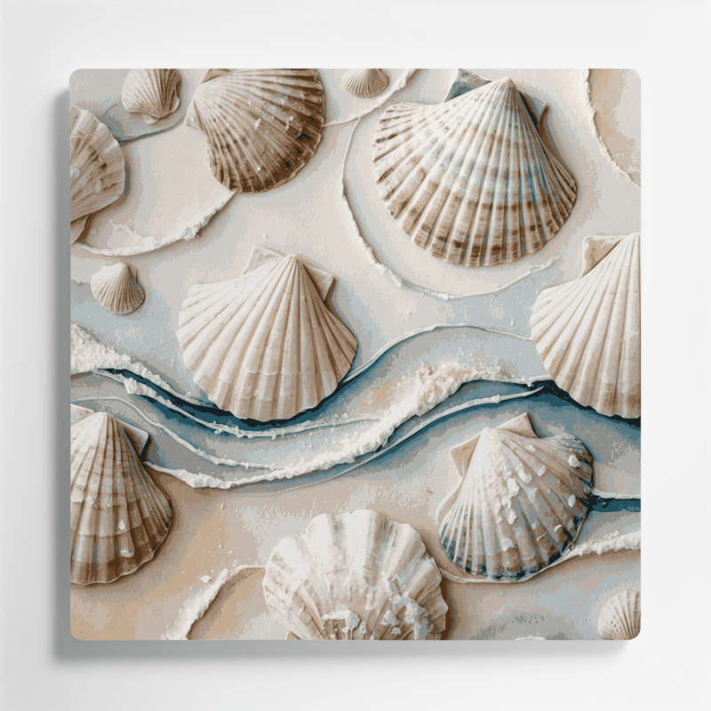 Bordure de coquillages côtiers, art mural gris en métal, H 12 po x l 12 po